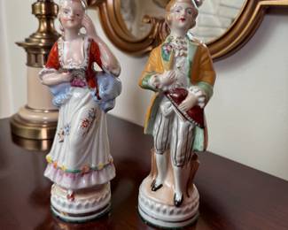Occupied Japan porcelain Colonial figurines 9"H
