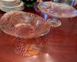 Mikasa grapes pattern footed serving bowl and larger 13" bowl
