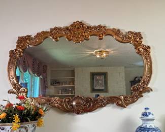 Rococo mirror with plastic frame, large wall-size at 38"H x 58"W