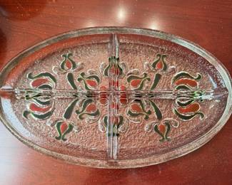 Art Walther Solifleur divided glass tray 12"L