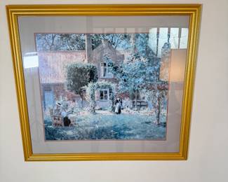 The Unpretentious Garden by Melchars, print is muted in color, gold frame 35"H x 40"W