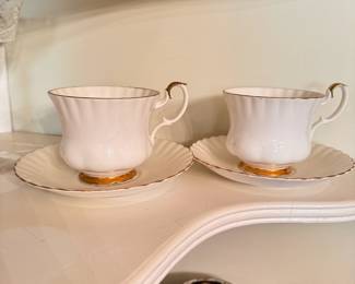 Royal Albert Val D'or bone china coffee cups and saucers with gold edges
