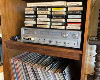 Records & 8 track tapes & player