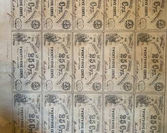 1863 NC 25¢ uncut sheet currency 