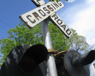 Railroad crossing signal sign