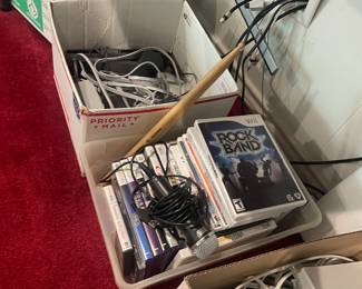 Two wii consoles, Bounce board, Tony Hawk Ride, Wii Sports, controllers, Play Station, XBox