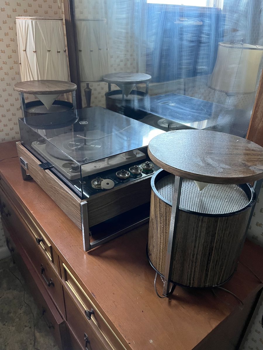 Mid Century Modern Zenith turntable and speakers