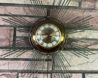 Vintage Mid Century Modern "sunburst" wall clock