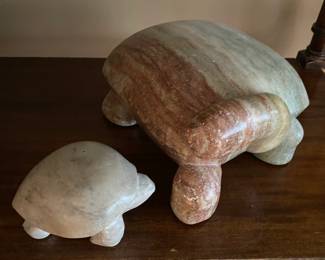 Carved Stone Turtles Small One Is About Size of Baseball