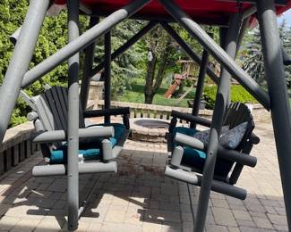 Waiting for a new back yard to enjoy the summer! Bring a truck, couple of socket wrench wrenches and at least two bodies to load up. I figure about an hour and you will be on your way. (about 28 bolts) Great shape and nice waterproof red canopy. 