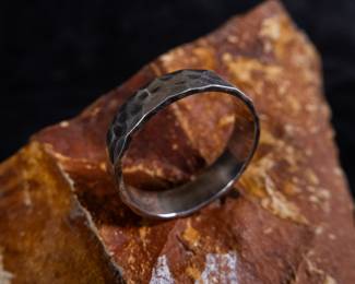 Artisan made hammered sterling silver ring, made by artist in Mexico City. Total approx. weight is 4.84 grams and size 11.5.