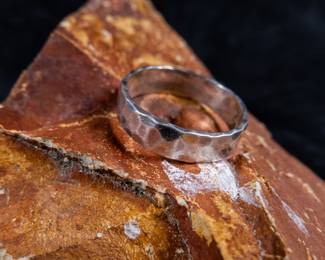 Artisan made hammered sterling silver ring, made by artist in Mexico City. Total approx. weight is 4.84 grams and size 11.5.