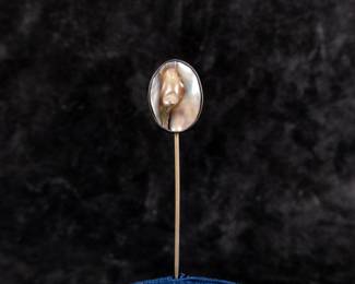 Sterling silver stick pin with blister pearl. Total approx. weight is 1.96 grams and measures 2.5'' long.