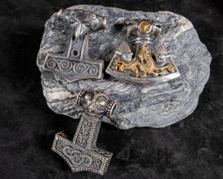Large assortment of jewelry and accessories from, "Wear The Rare" including Viking pendants, necklaces & more. Most appears to be in like-new condition.