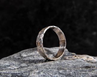 Artisan made hammered sterling silver ring, made by artist in Mexico City. Total approx. weight is 4.84 grams and size 11.5.