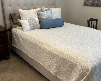 	#30	Upholstered queen headboard, frame, mattress and boxspring	SOLD	