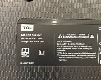 	#43	TCL Roku TV with remote 40"	 SOLD				