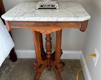 	#49	Antique marble top table 21x16x28	 SOLD			