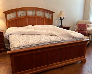 	#36	Stanley king bedframe with a Serta Perfect Sleeper mattress and box spring set with mattress pad/topper.	 SOLD				