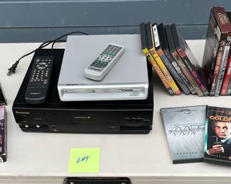 Panasonic VCR, Sungale DVD  player, the tapes, dvds. 