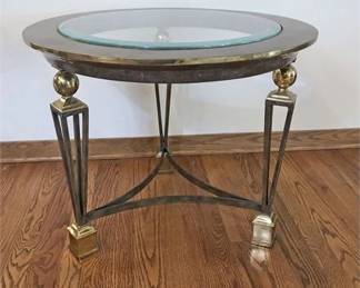 Maitland Smith Beveled Glass Brass Coffee Table