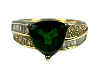14kt Yellow Gold Chrome Diopside and Diamond Ring