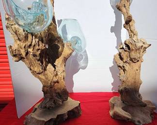 Hand Made Glass and Drift Wood Decor