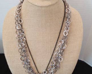 Layered Black Silver Necklaces