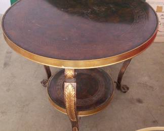 Ornate Round Table With Embossed Top 