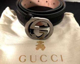 Gucci Leather Fabric Black BELT  New