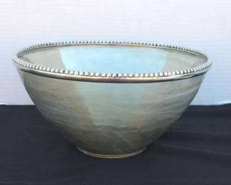 Arte Italica Mirror Glass Bowl With Pewter Rim