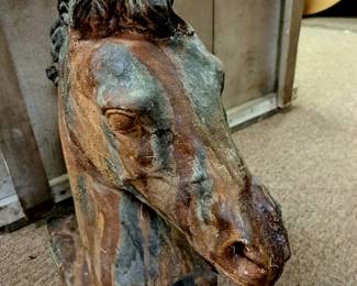 Vintage concrete horsehead 