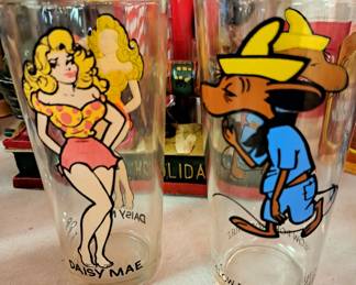 1970's Pepsi glasses. Daisy Mae and Slow Poke Rodriguez 