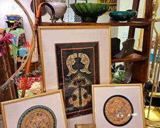 Framed Asian silks