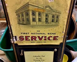 "The First National Bank Saint Joseph, MO" vintage calendar. Thank you again for attending our sales, we do appreciate your support. Randy and Donna Klein and The Pen and Pencil Team