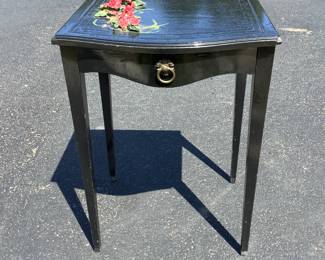 Genuine Mahogany painted table with artist applied flowers