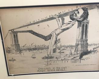 Framed Brooklyn Bridge cartoon