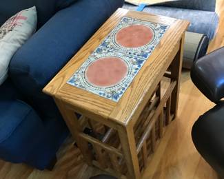 Pair of tile topped side tables