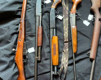 1928 Izhevsk-Mosin M44...Winchester M1912, 12-12 GA holds 6 shells...22 long rifle...Savage 220B .410 shotgun