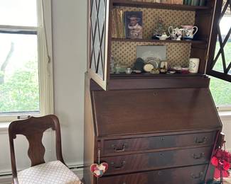 Two Part Bureau bookcase with ogee feet and glazed doors Refurbished Circa 1780