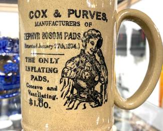Bosom Pads advertising novelty stoneware mug