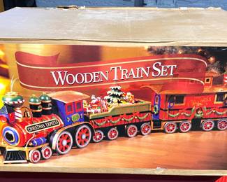 Large Wooden Train christmas display in box