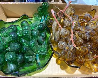 czech glass grapes clusters with bowls