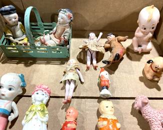 Vintage/ antique dolls, shirley temple, bisque, miniature dollhouse bisque dolls, chinese, Kewpie, +