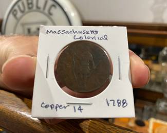 Mass. Colonial copper 1 cent 1788
