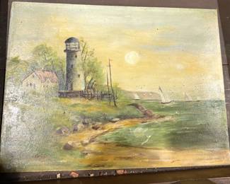 antique oil painting- signed on back