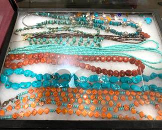Native American turquoise & coral necklaces