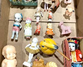 Vintage/ antique dolls, shirley temple, bisque, miniature dollhouse bisque dolls, chinese, Kewpie, +
