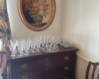 One of two Craftique chests, floral painting, crystal