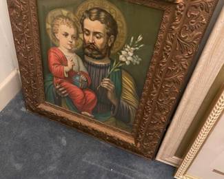 Antique religious print in wonderful frame